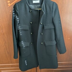Mango Black Double-Breasted Coat